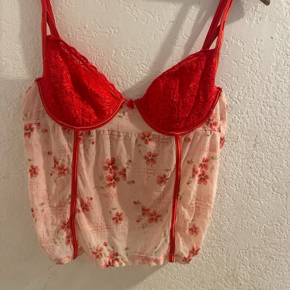 Floral Red Lace Tank Top